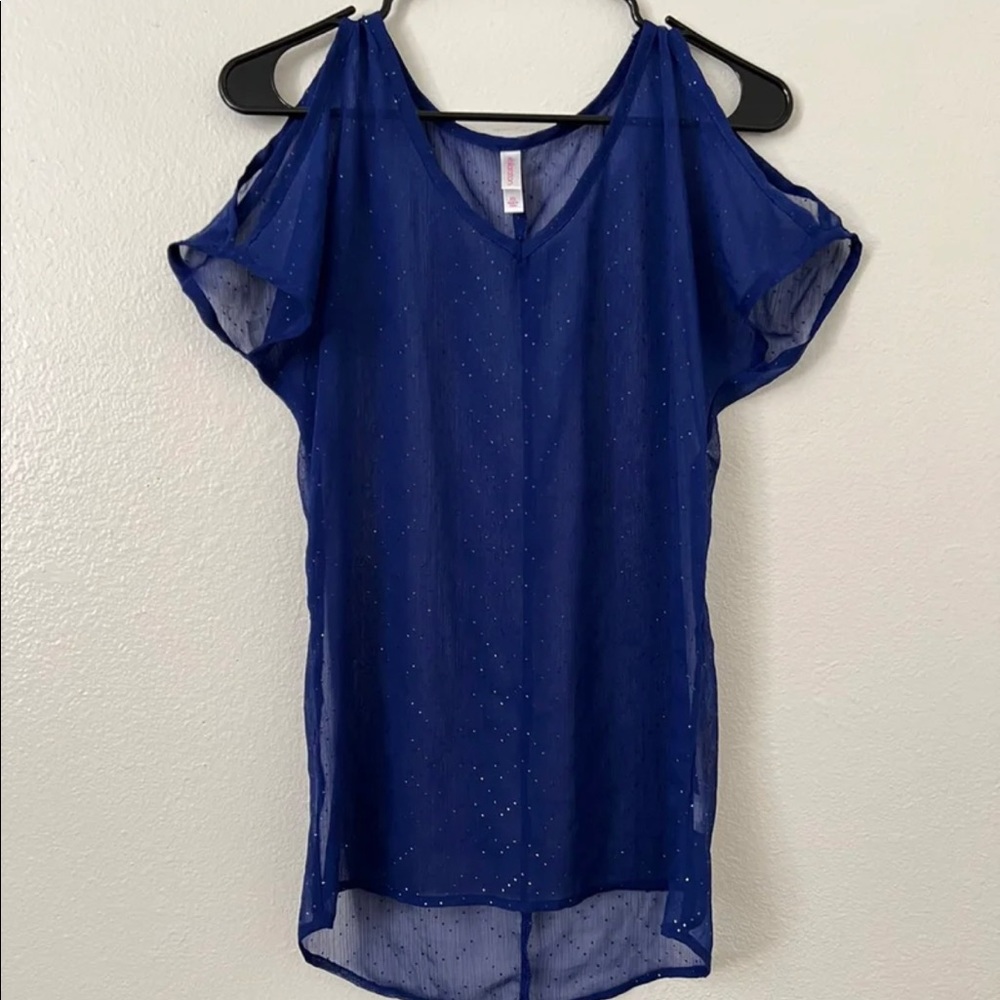 Royal Blue Cold Shoulder Blouse